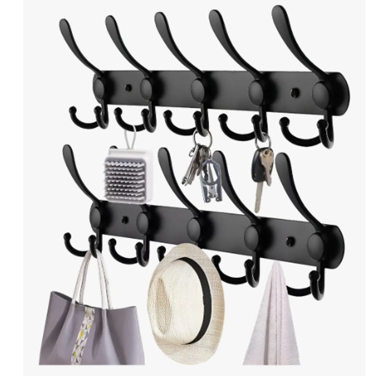 GENERICO - 2pzs Ganchos Perchero Sombrero Doble Colgador Pared Cocina Negro