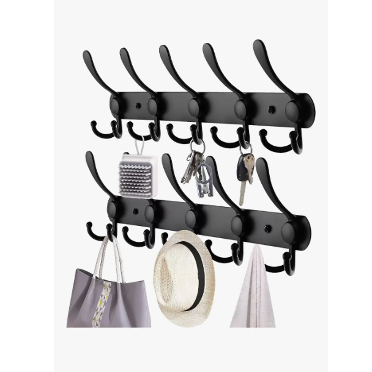 GENERICO - 2pzs Ganchos Perchero Sombrero Doble Colgador Pared Cocina Negro