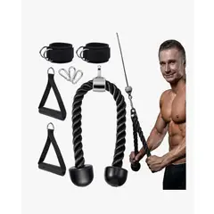 GENERICO - Set 8 Accesorios Para Gimnasio Polea Cuerdas Entrenamientos