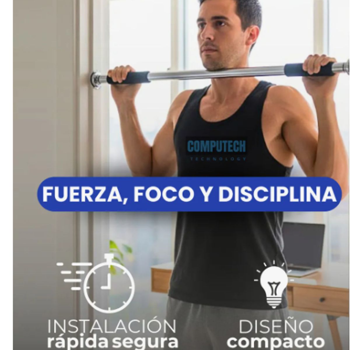 GENERICO - Barra Ejercicios Puerta Ajustable Dominadas Flexiones 100kg