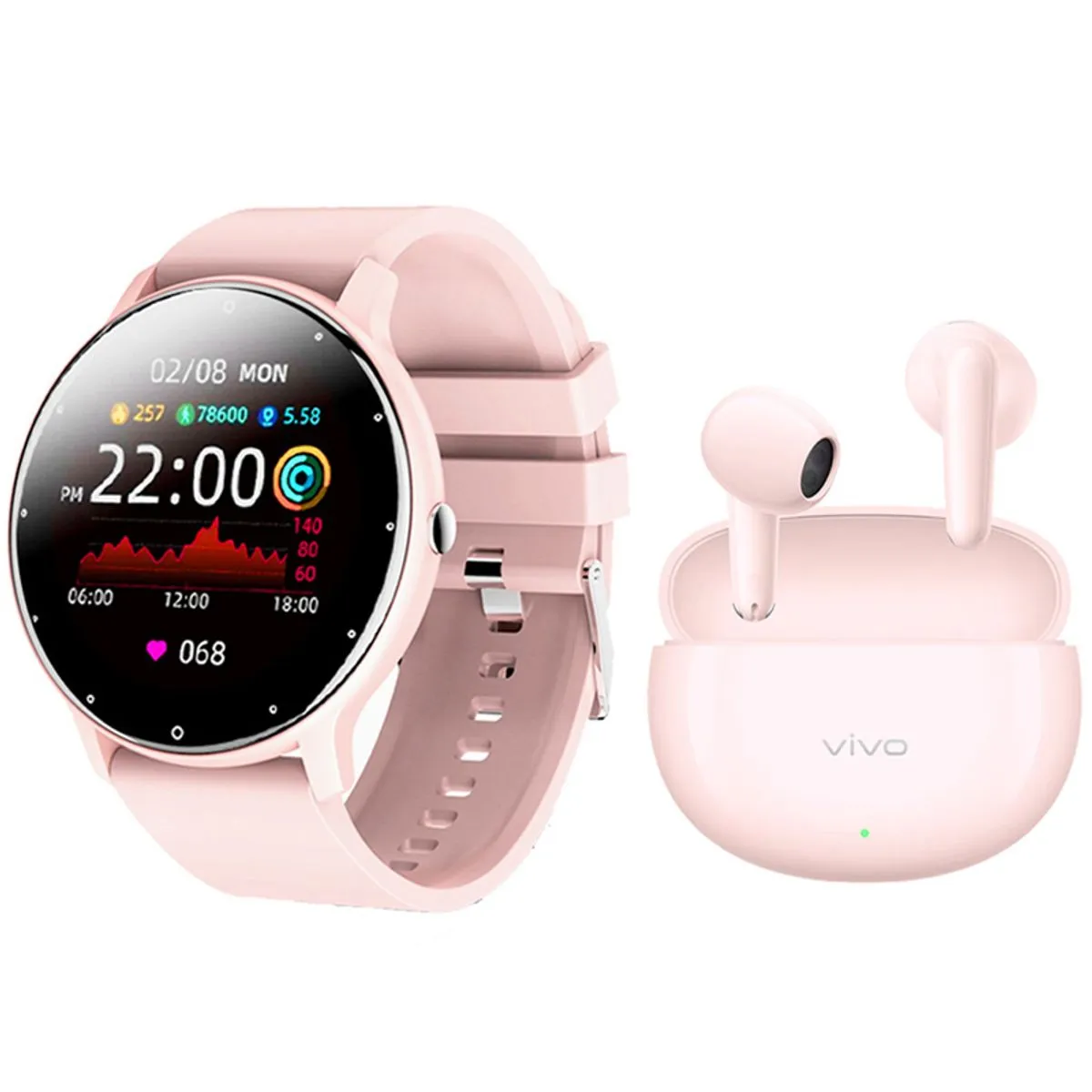 VIVO - Audífonos ViVO Tws Air 3 -Rosa in-ear Bluetooth 5.4 y Toumi Fit 2-P