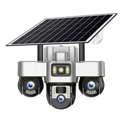 GENERICO - Cámara De Seguridad Solar V380 3 Lentes Hd Wifi