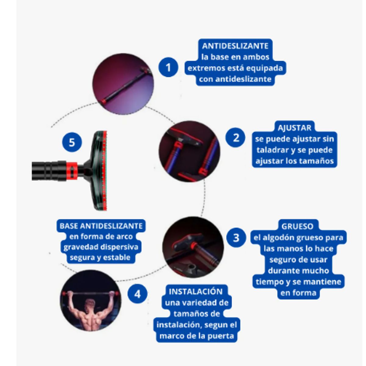 GENERICO - Barra De Dominadas Ajustable Para Puerta Ejercicios Negro