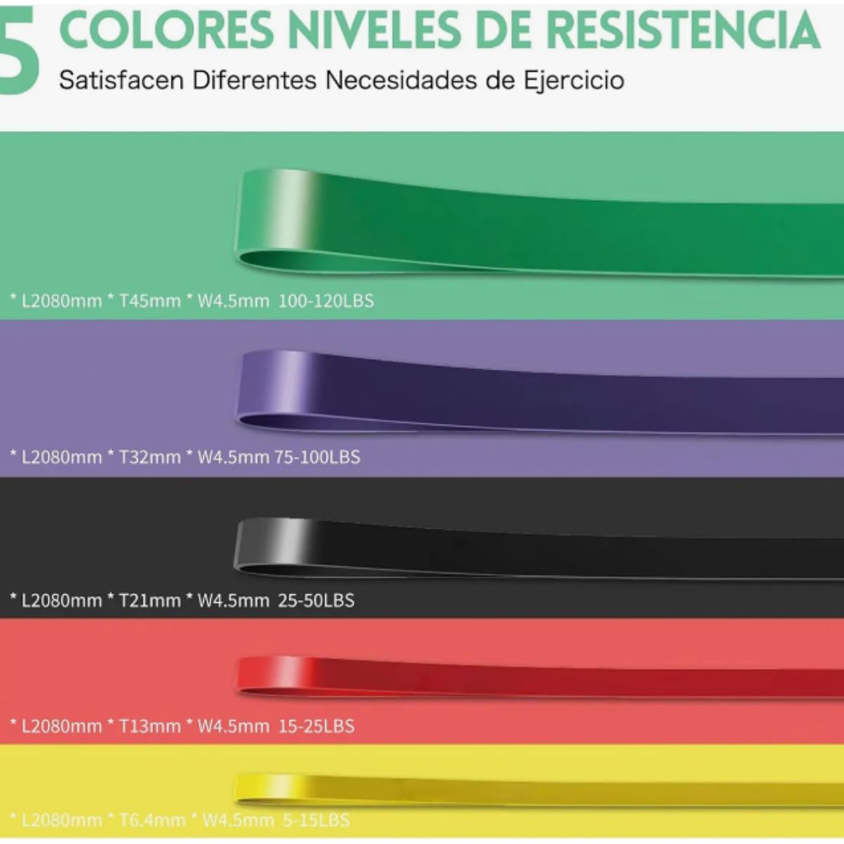 GENERICO - Bandas Elastica Resistencia Set 5 Latex