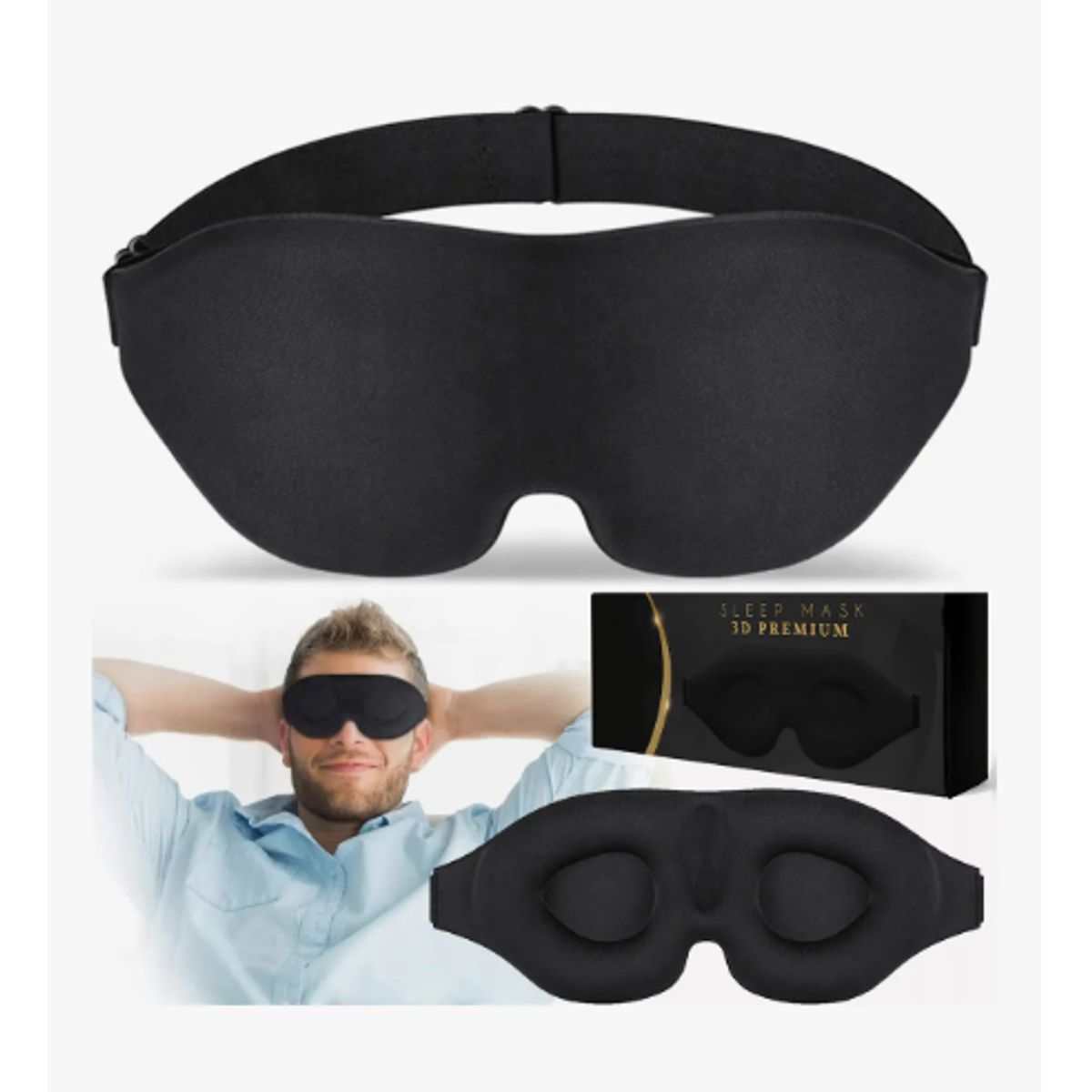 GENERICO - Máscara Antifaz Para Dormir Tapa Ojos Sueño Dormir Viajar Negro