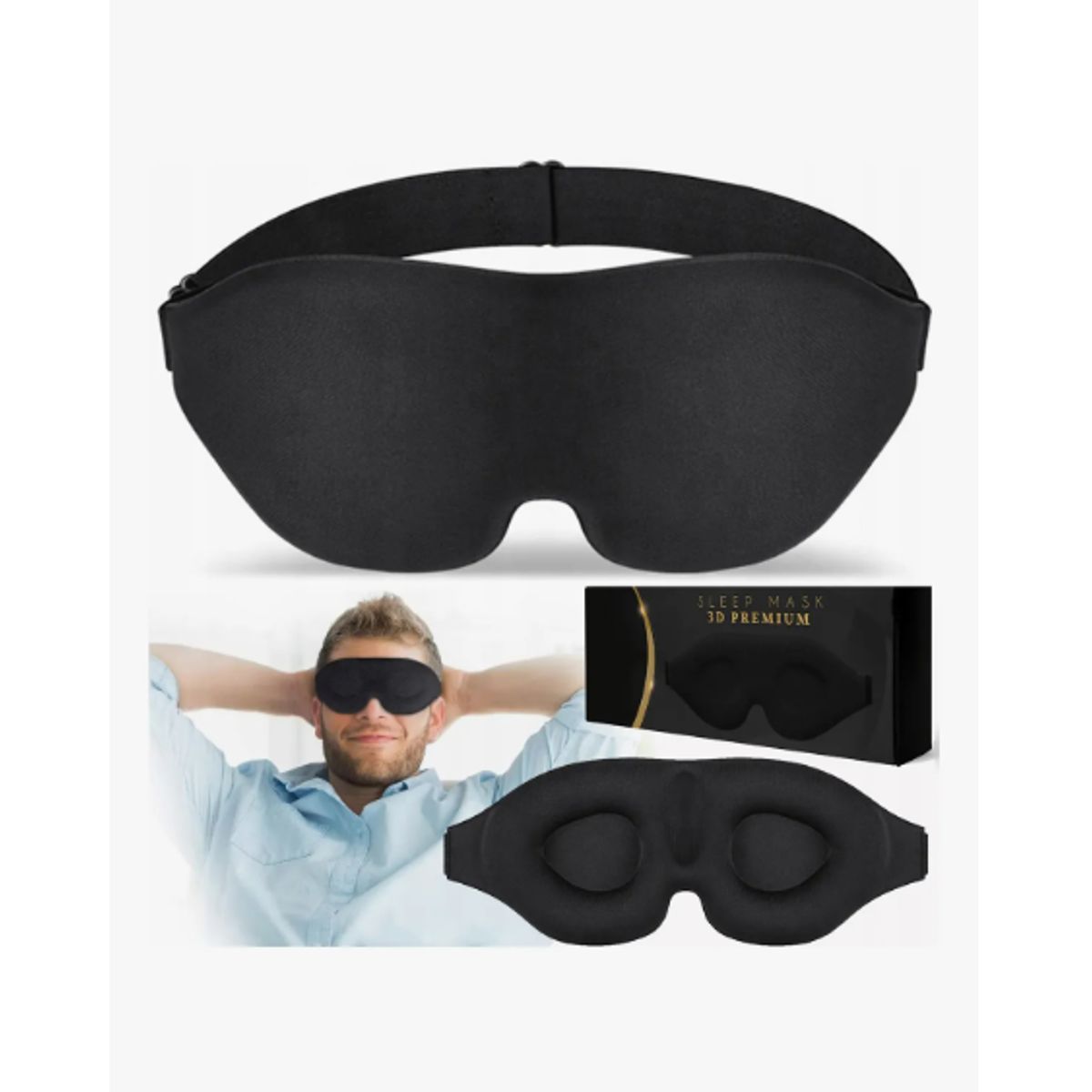 GENERICO - Máscara Antifaz Para Dormir Tapa Ojos Sueño Dormir Viajar Negro
