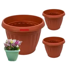 GENERICO - Pack 3 Maceteros Plástico Redondo Terracota 28 cm