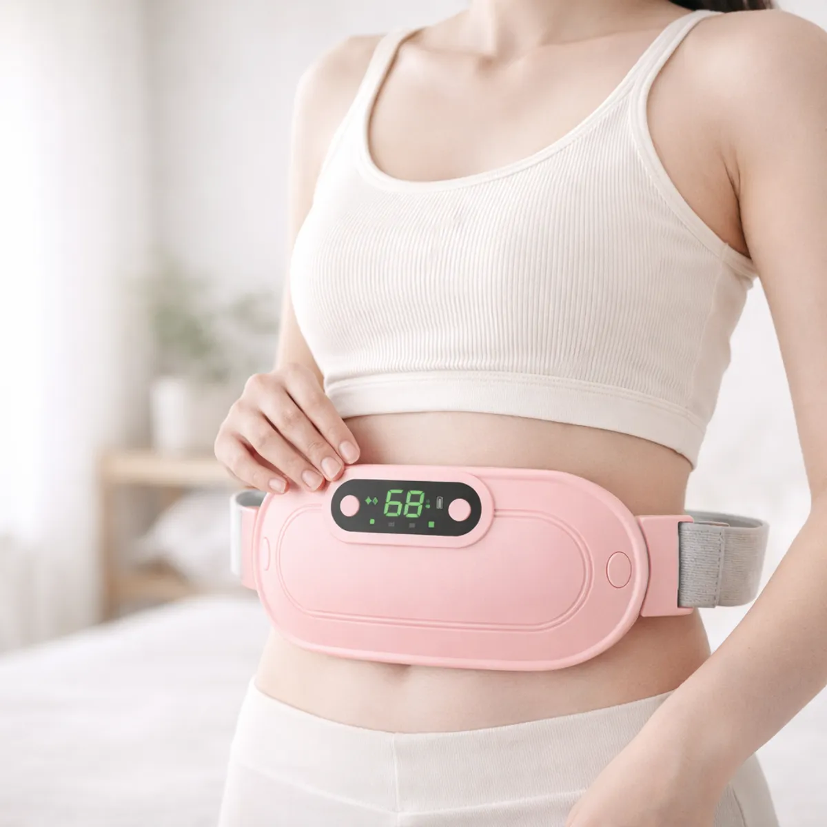 MOVI - Cinturón Térmico Menstrual con Masaje Vibratorio  Alivio Rápido para Cólicos y Dolor Abdominal