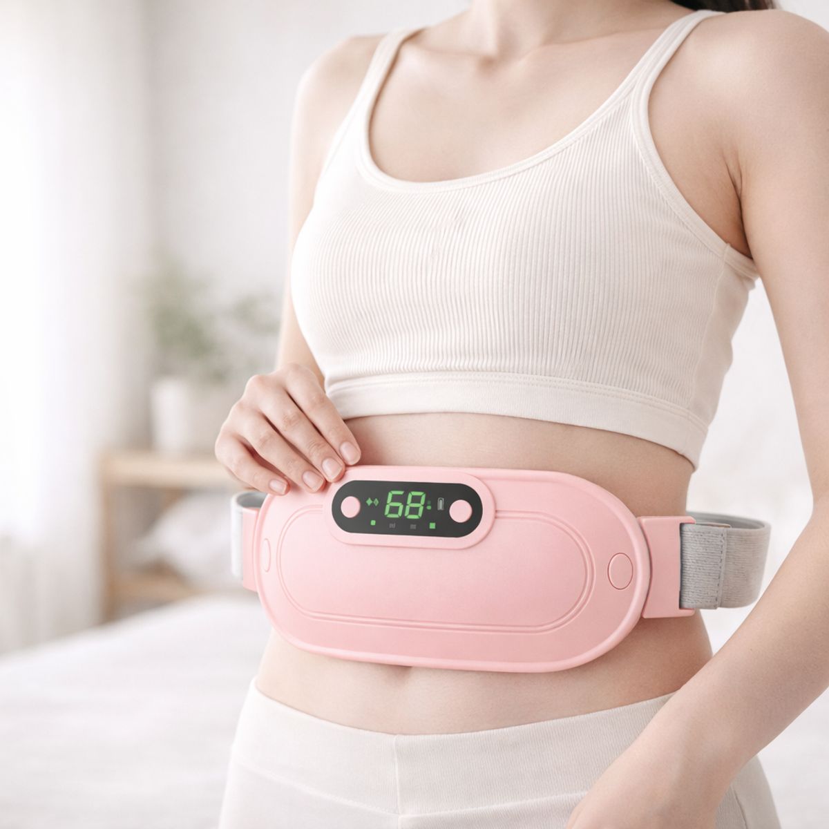 MOVI - Cinturón Térmico Menstrual con Masaje Vibratorio  Alivio Rápido para Cólicos y Dolor Abdominal