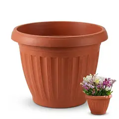 GENERICO - Pack 3 Maceteros Plástico Redondo Terracota 35 cm