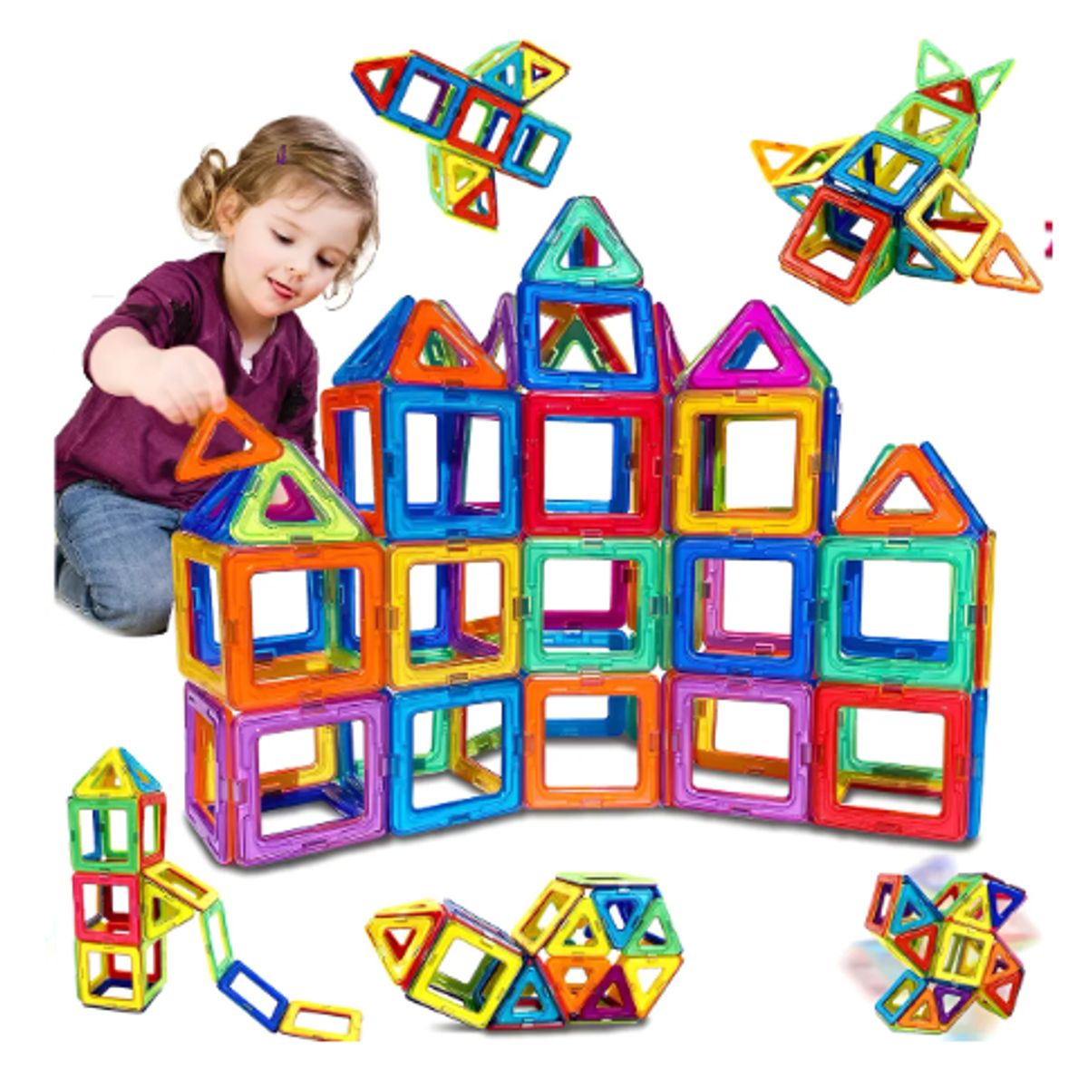 GENERICO - 60 Piezas Magnéticos Educativas Para Niños Bloques Construir 60