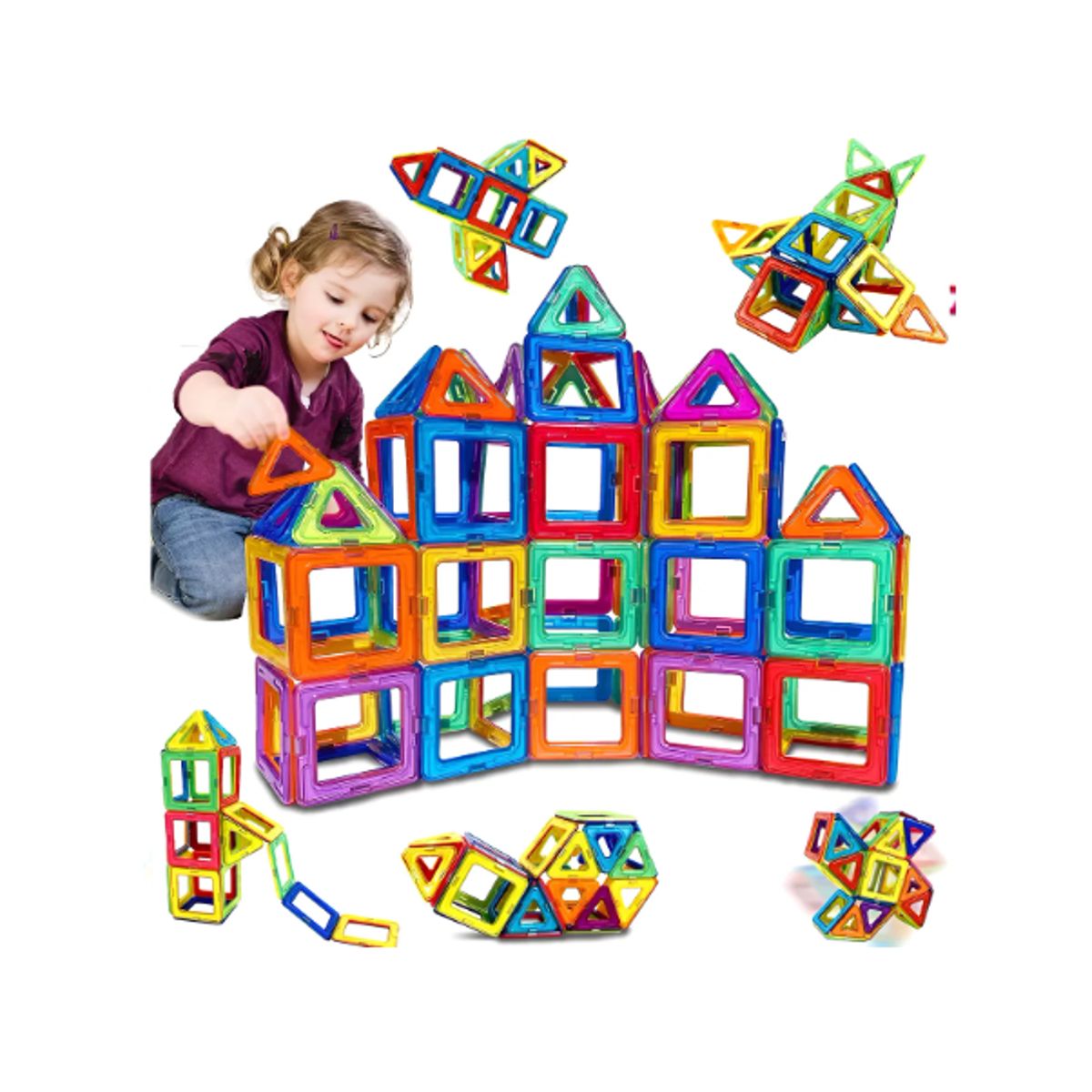 GENERICO - 60 Piezas Magnéticos Educativas Para Niños Bloques Construir 60