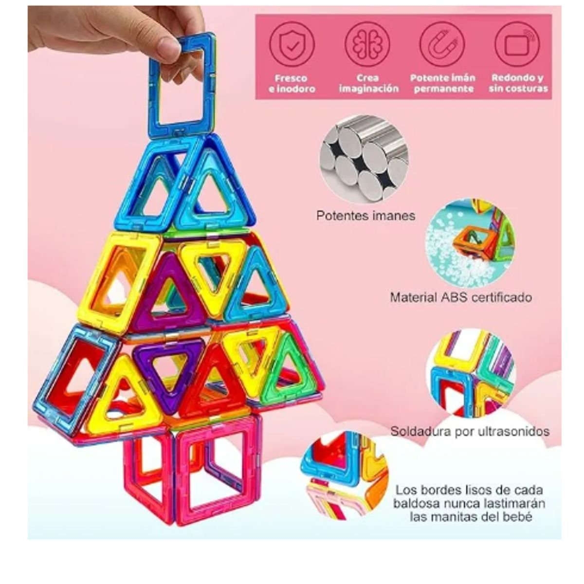 GENERICO - 60 Piezas Magnéticos Educativas Para Niños Bloques Construir 60