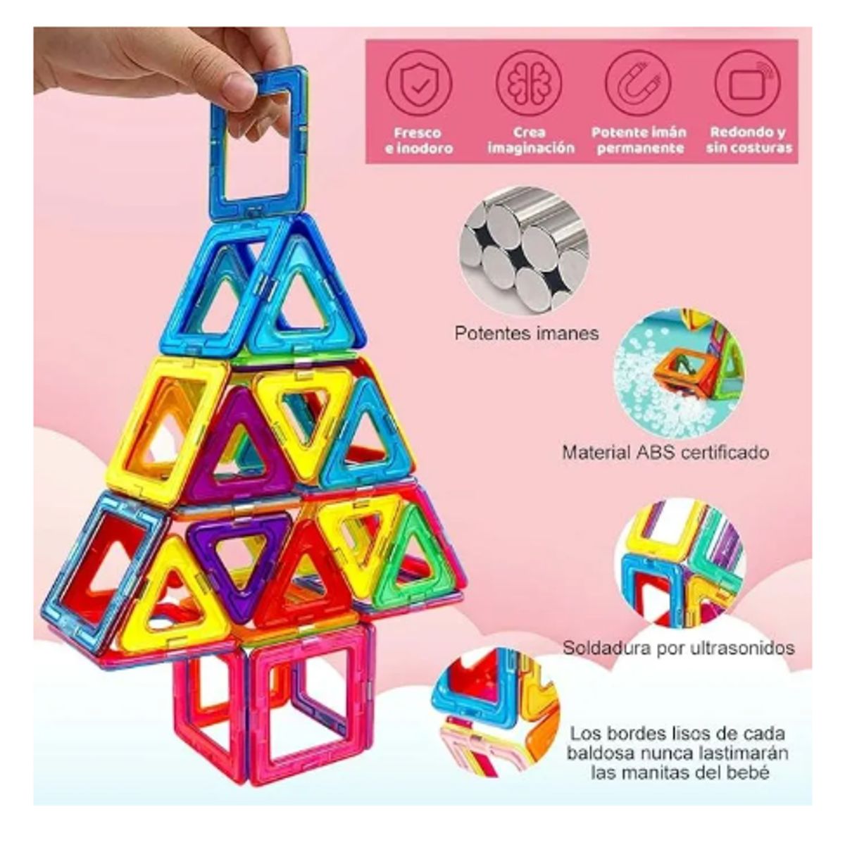 GENERICO - Bloques Magnéticos De Colores 60 Piezas Para Niños 60