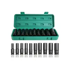 GENERICO - 10 Piezas Juego De Llaves Datos Vaso Mecanica Allen Negro