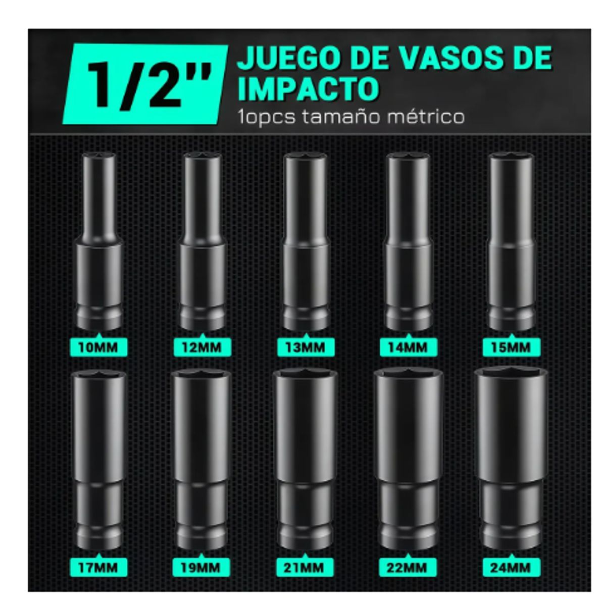 10 Piezas Juego De Llaves Datos Vaso Mecanica Allen Negro, marca GENERICO - Foto 2