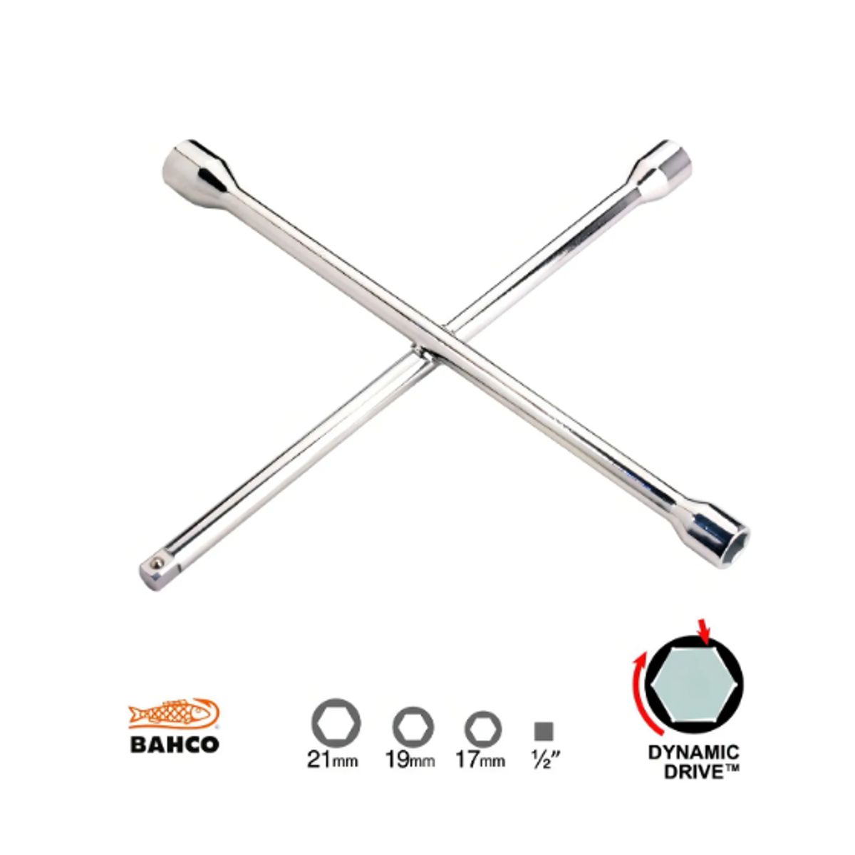 GENERICO - Llave Cruz Reforzada Bahco 17-19-21 Mm Cuadrado 12 29-b