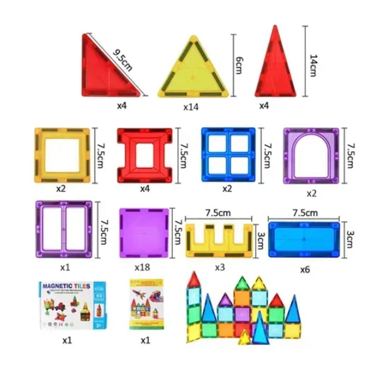 GENERICO - Set Còlourful Bloques Magnéticos Para Construir 60 Piezas 60