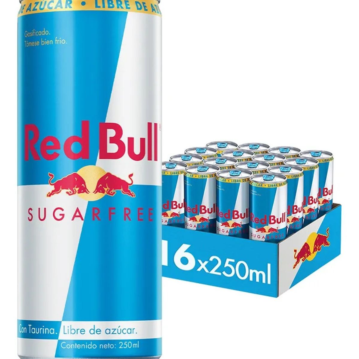 RED BULL - Red Bull Bebida Energética Pack 16 Latas Sin Azúcar 250Ml