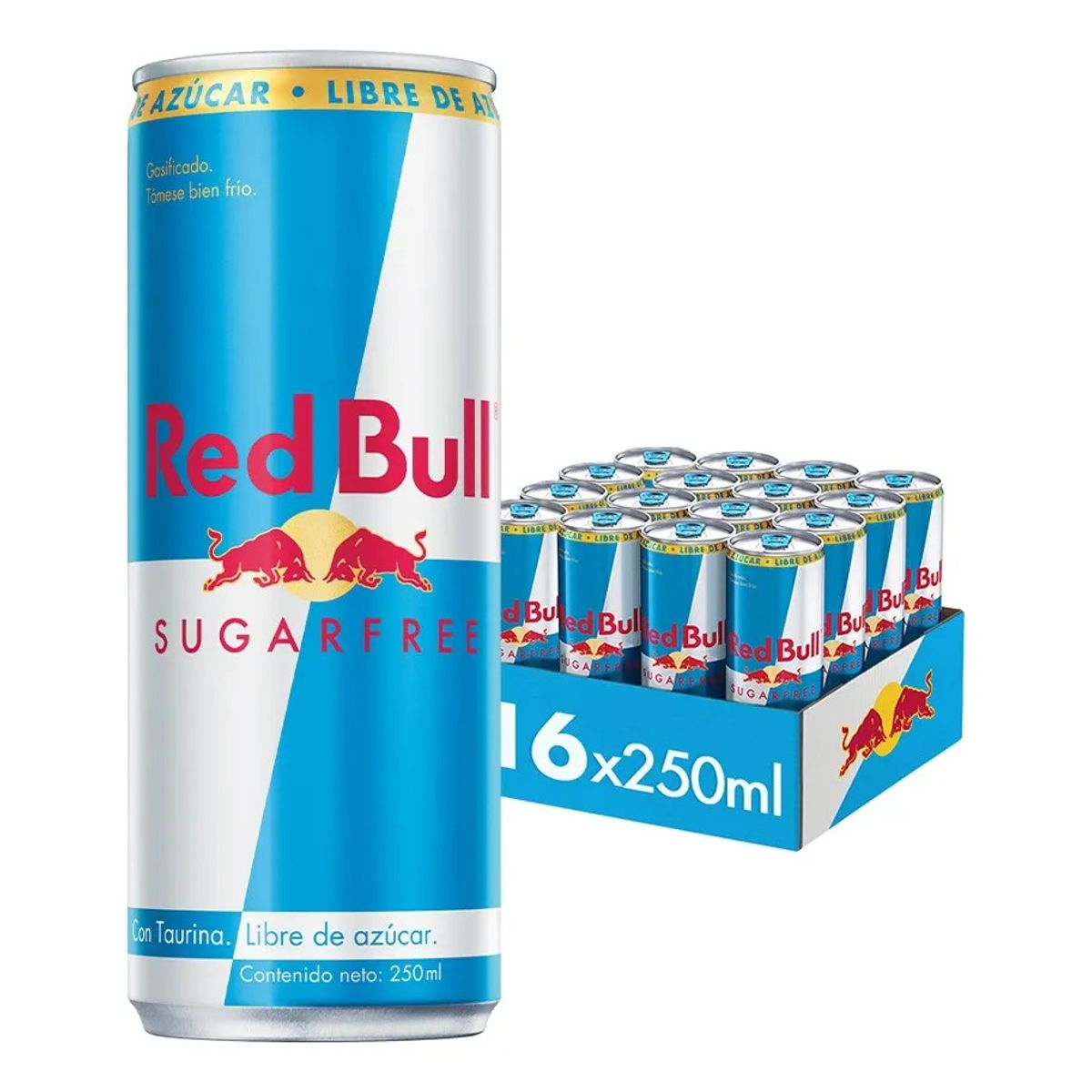 RED BULL - Red Bull Bebida Energética Pack 16 Latas Sin Azúcar 250Ml