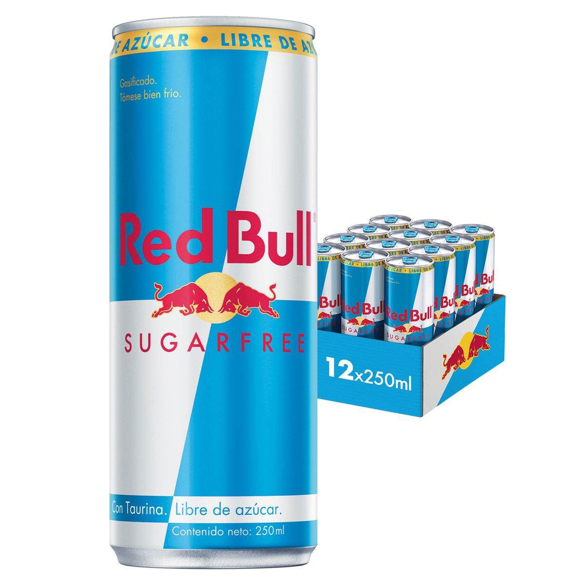 RED BULL - Red Bull Bebida Energética Pack 12 Latas Sin Azúcar 250Ml