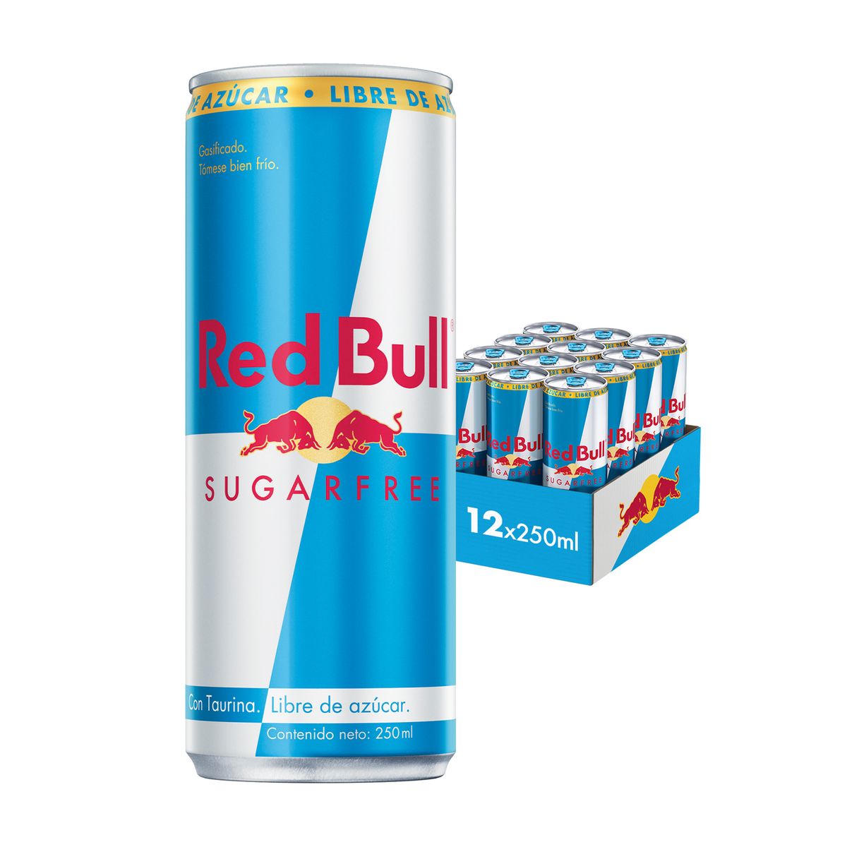 RED BULL - Red Bull Bebida Energética Pack 12 Latas Sin Azúcar 250Ml