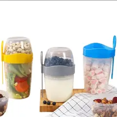 GENERICO - Contenedor Hermético Alimentos con Tenedor Porta Ensaladas y Frutas