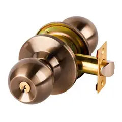 GENERICO - Cerradura Puerta Principal Acero Inoxidable Circular Bronce