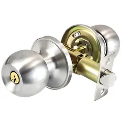 GENERICO - Cerradura Puerta Principal Acero Inoxidable Circular Plata