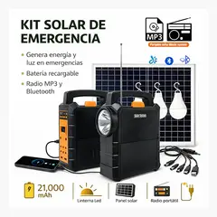 MOVI - Kit Solar de Emergencia, Con iluminación, Carga de Teléfono y Radio FM