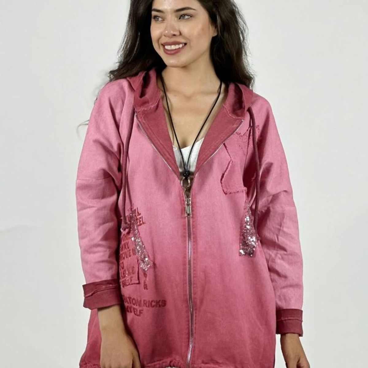 ENIGMATICA BOUTIQUE - Polerón Algodón Con Cierre y Letras