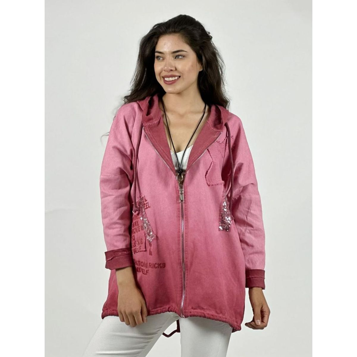 ENIGMATICA BOUTIQUE - Polerón Algodón Con Cierre y Letras