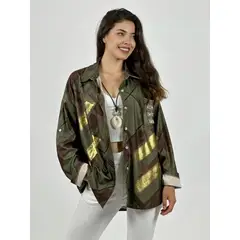 ENIGMATICA BOUTIQUE - Camisa Cotelé Líneas y Brillos Cruzados