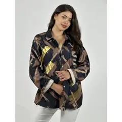 ENIGMATICA BOUTIQUE - Camisa Cotelé Líneas y Brillos Cruzados