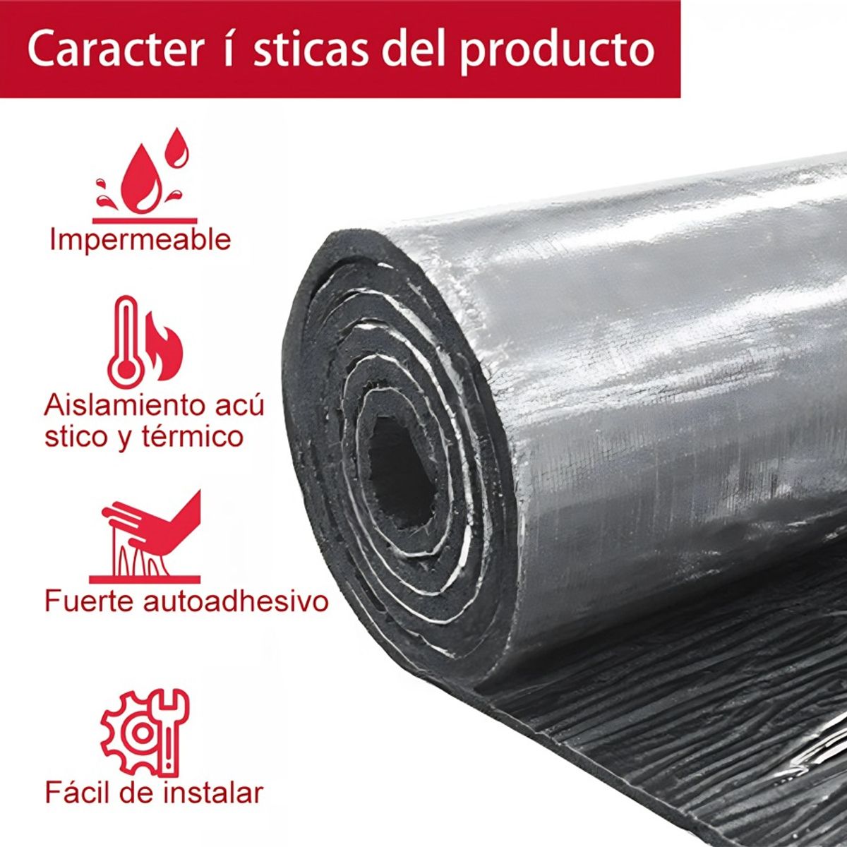 Cinta Sellador Techo Impermeable Aluminio Betún 75cmx10m, marca GENERICO - Foto 2