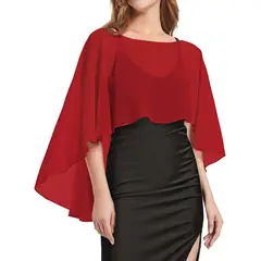 ATURE - Chal Con Capa De Gasas Encaje Cubierto Con Tul Transparente