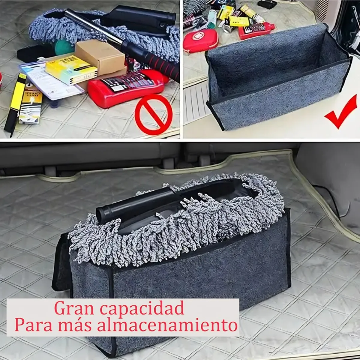 GENERICO - Bolso Organizador Maletin Auto Trompa Plegable Gris Oscuro