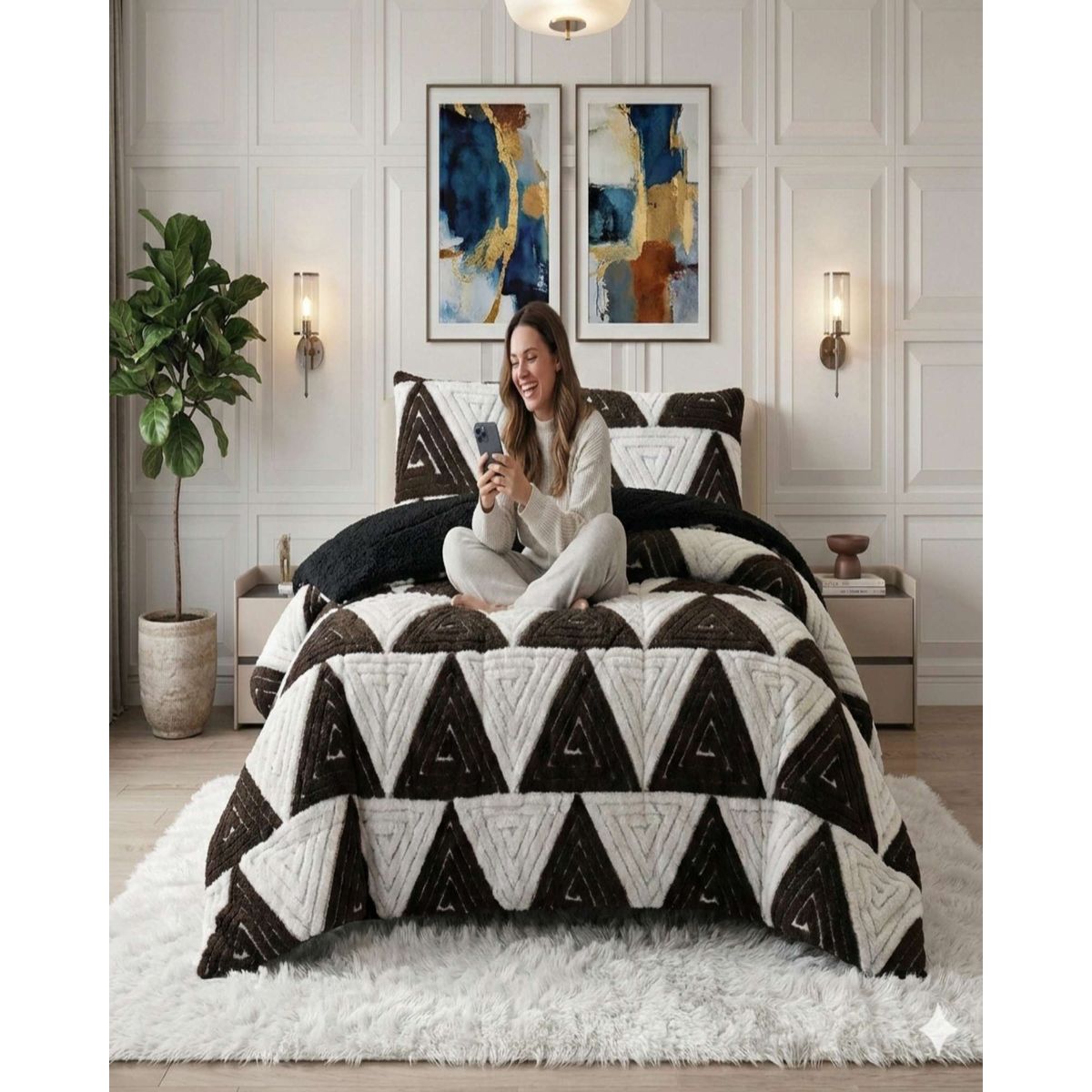 GENERICO - Cubrecama 2 plaza Invierno Jacquard Cutting Premium Chiporro Extra Suave