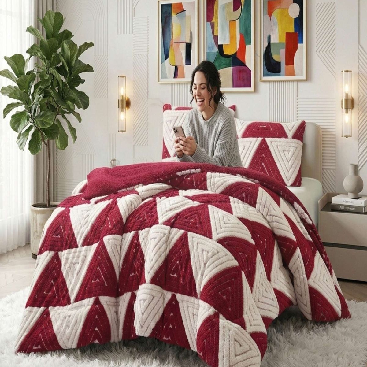 GENERICO - Cubrecama 2 plaza Invierno Jacquard Cutting Premium Chiporro Extra Suave