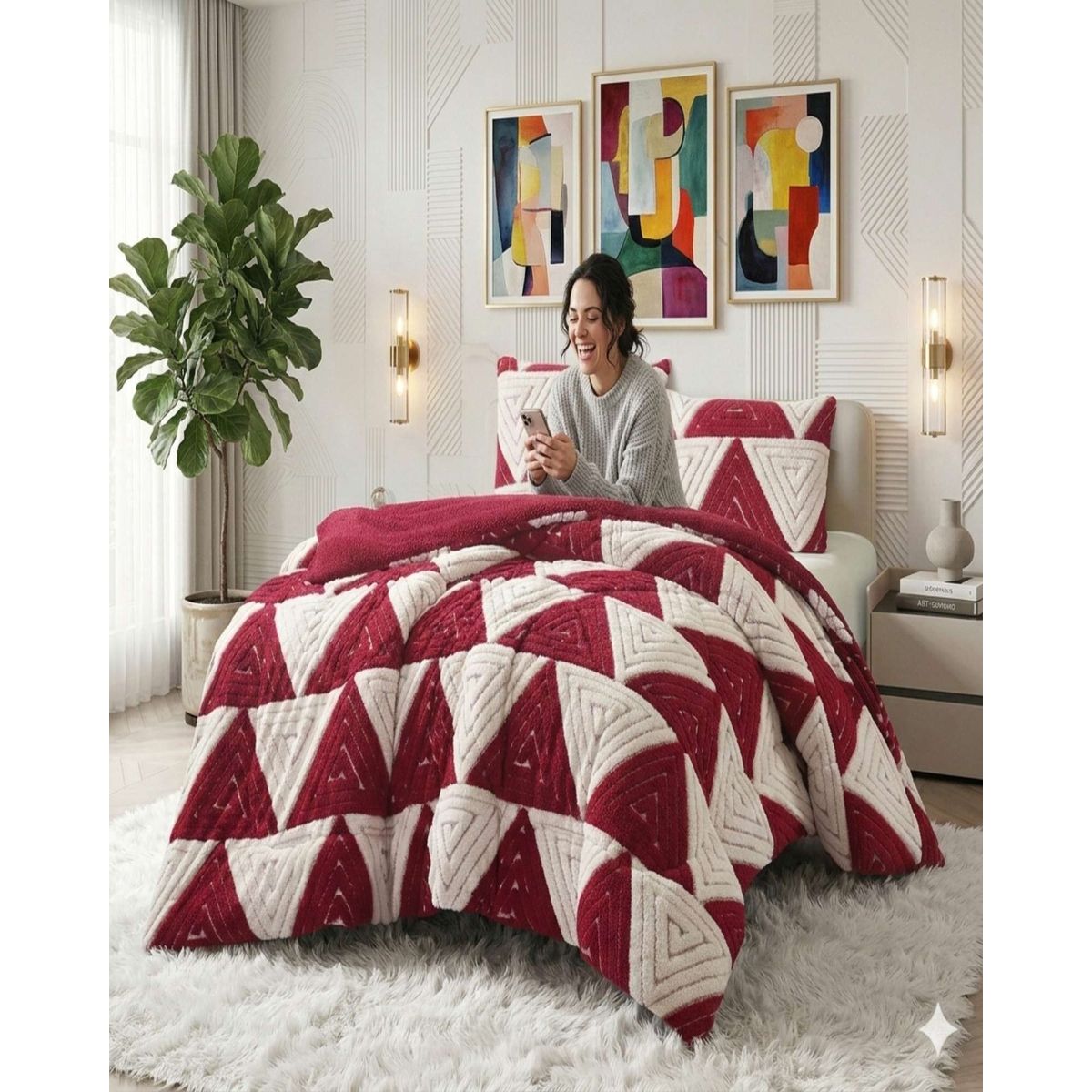 GENERICO - Cubrecama 2 plaza Invierno Jacquard Cutting Premium Chiporro Extra Suave