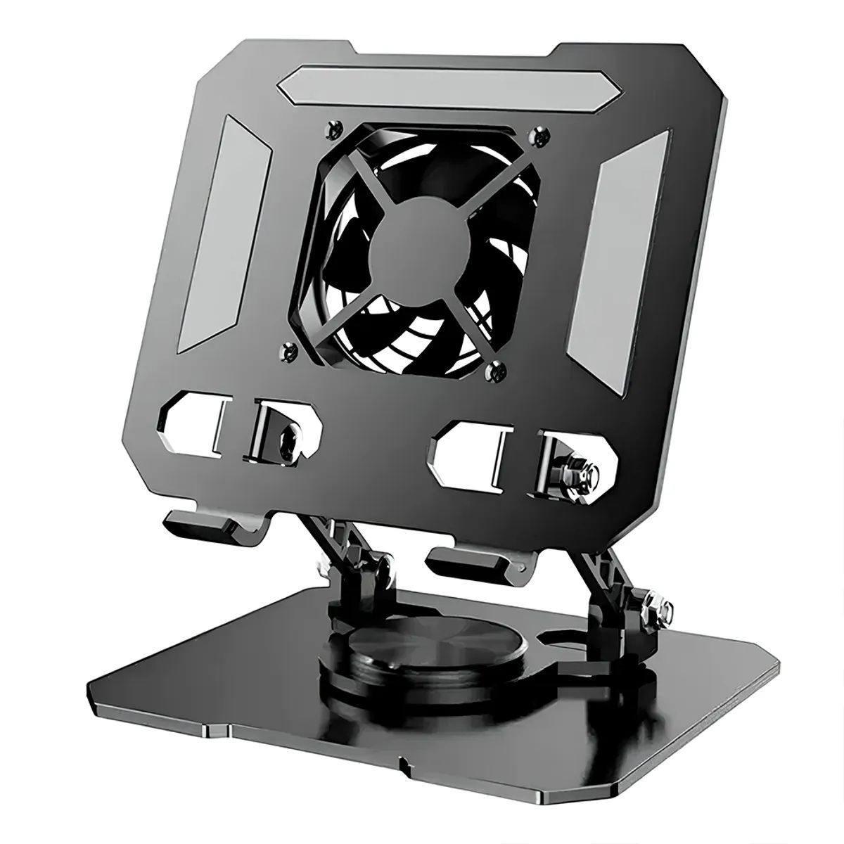 IRM - Soporte para laptop notebook y tablet de aluminio ajustable base giratoria 360 ventilador USB