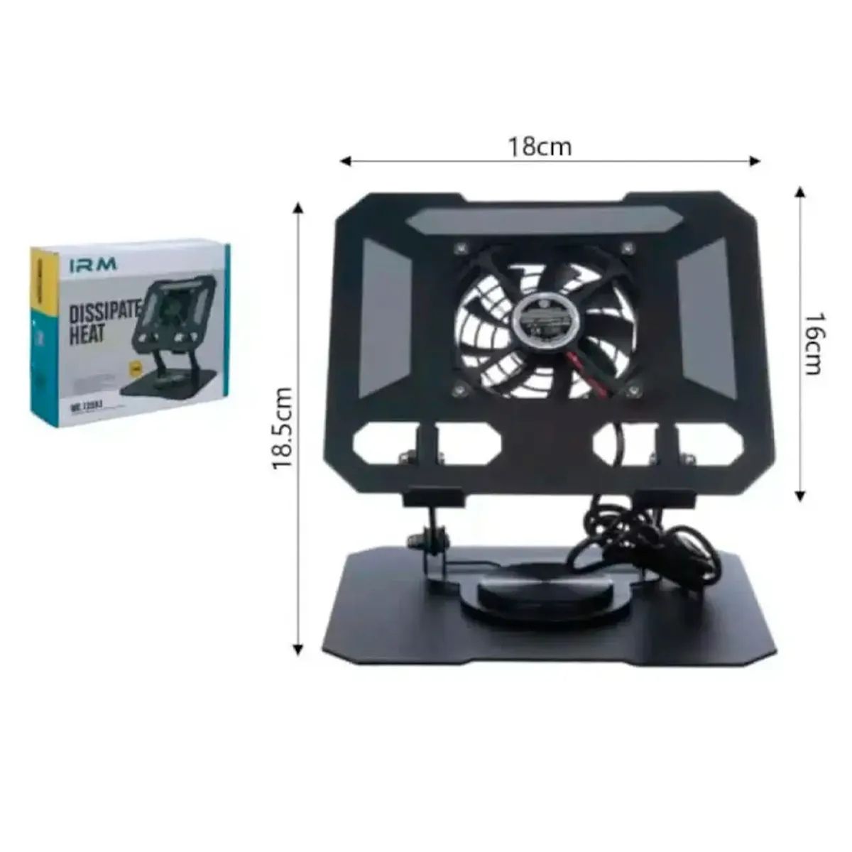 IRM - Soporte para laptop notebook y tablet de aluminio ajustable base giratoria 360 ventilador USB