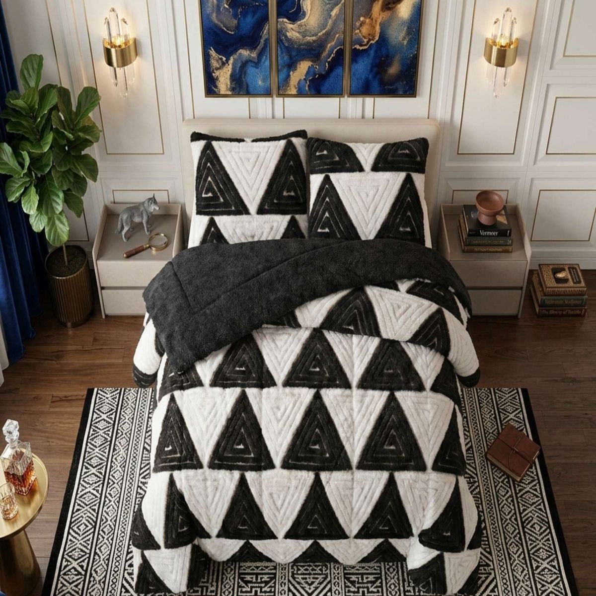 GENERICO - Combo Plumón con Sabana de Polar 2 plaza modelo Jacquard Cutting Premium