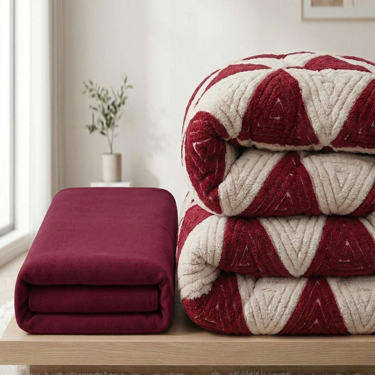 GENERICO - Combo Plumón con Sabana de Polar 2 plaza modelo Jacquard Cutting Premium