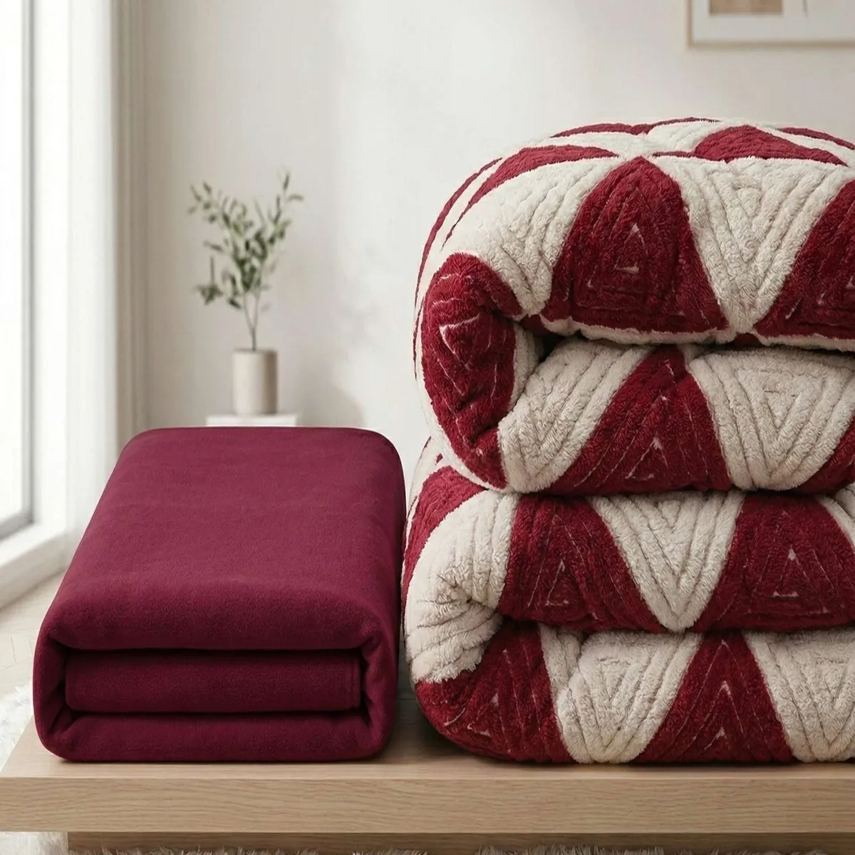 GENERICO - Combo Plumón con Sabana de Polar 2 plaza modelo Jacquard Cutting Premium