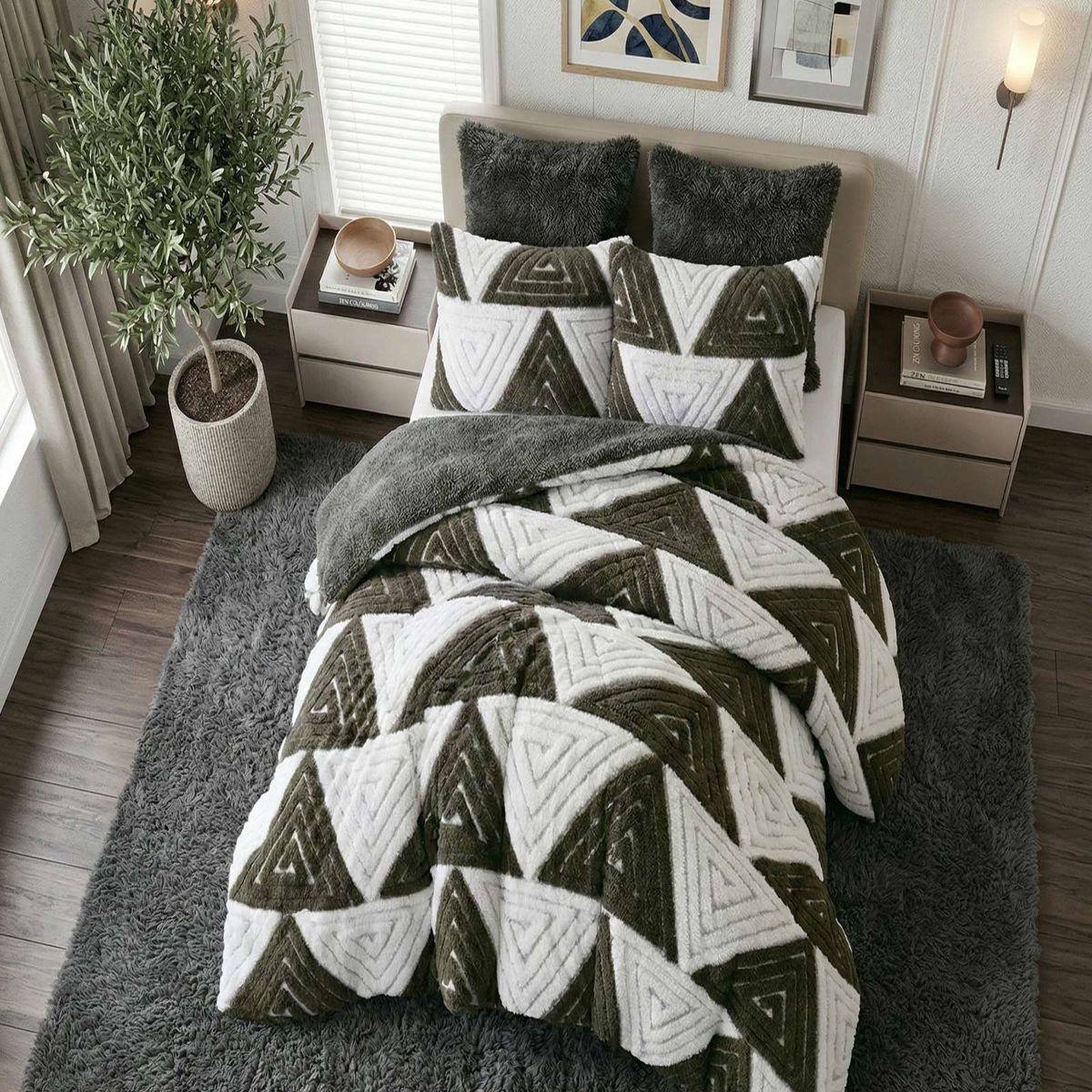 GENERICO - Combo Plumón con Sabana de Polar king modelo Jacquard Cutting Premium