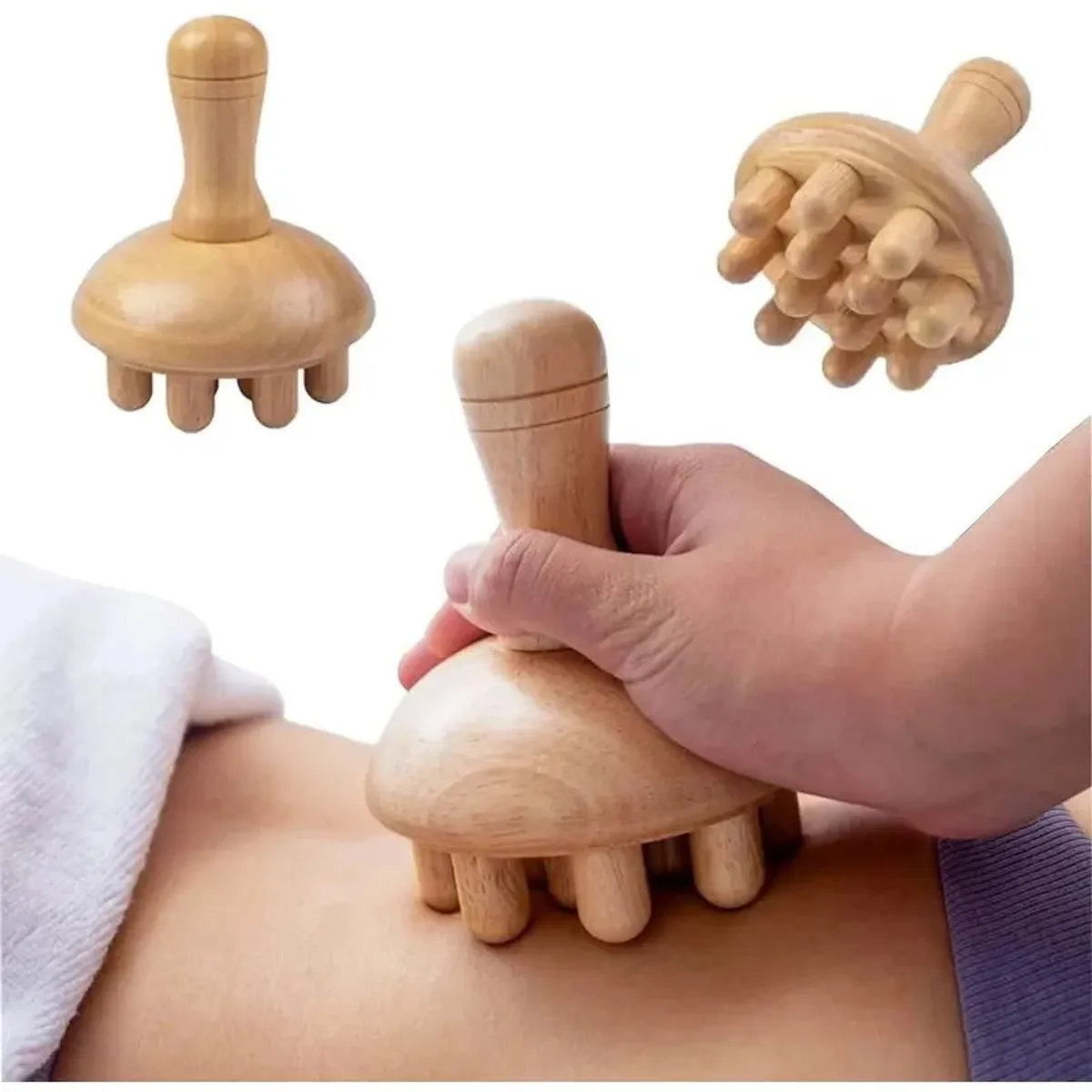 KUANGYE - Masajeador Champiñon Para Nudillos Celulitis Maderoterapia Madera Natural