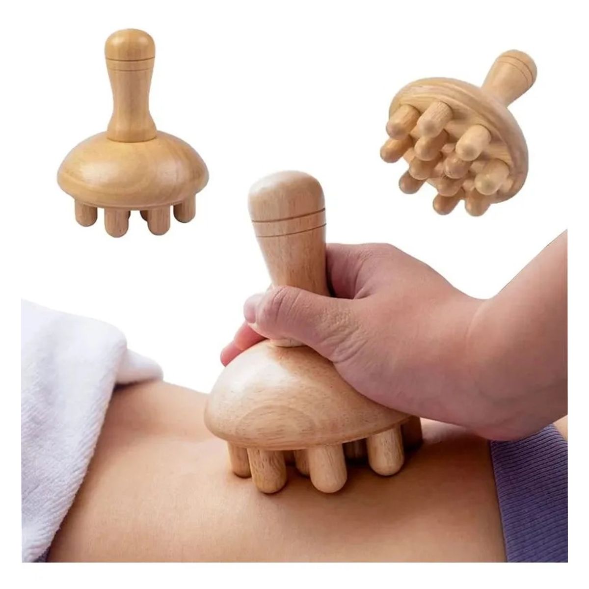 KUANGYE - Masajeador Champiñon Para Nudillos Celulitis Maderoterapia Madera Natural