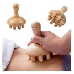KUANGYE - Masajeador Champiñon Para Nudillos Celulitis Maderoterapia Madera Natural