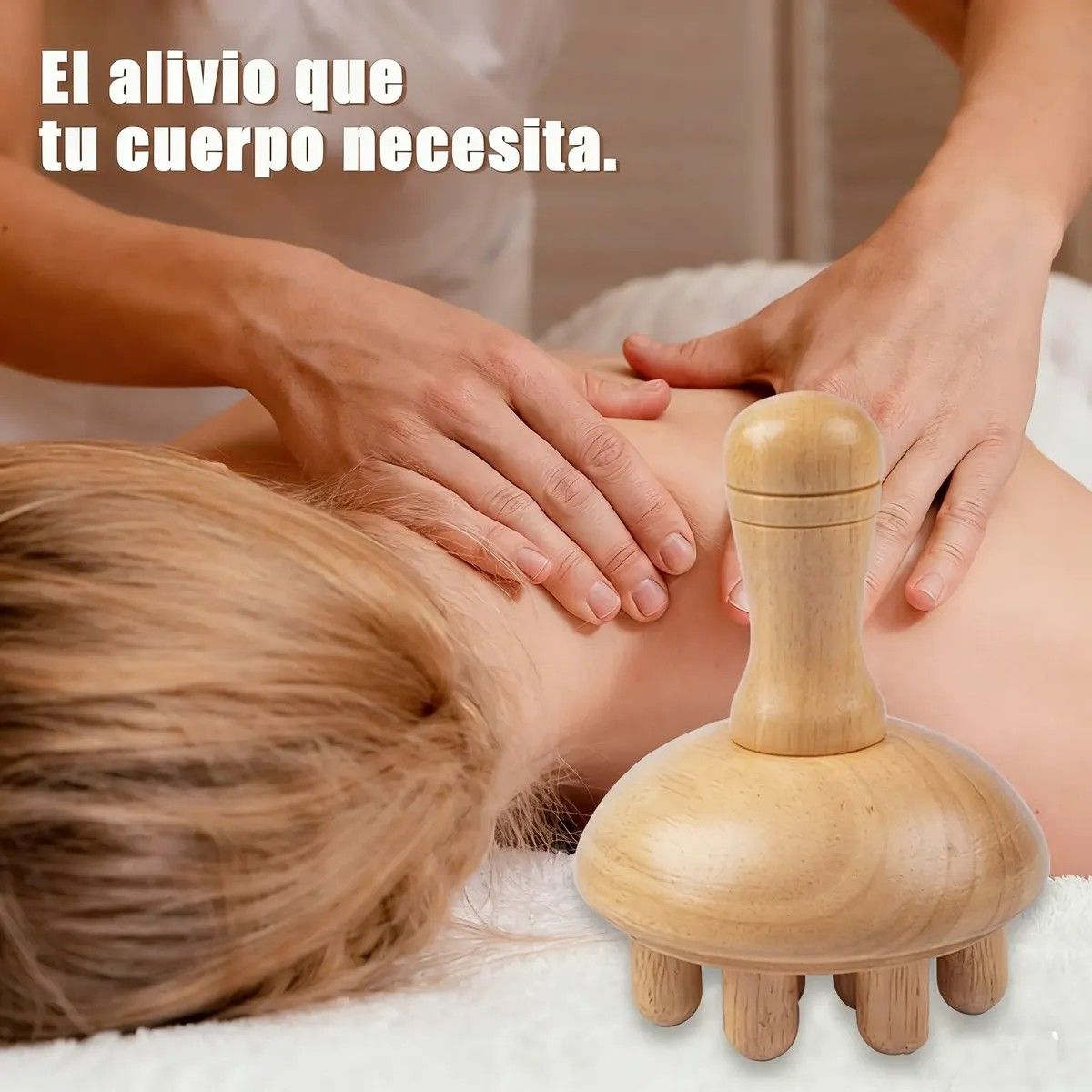KUANGYE - Masajeador Champiñon Para Nudillos Celulitis Maderoterapia Madera Natural